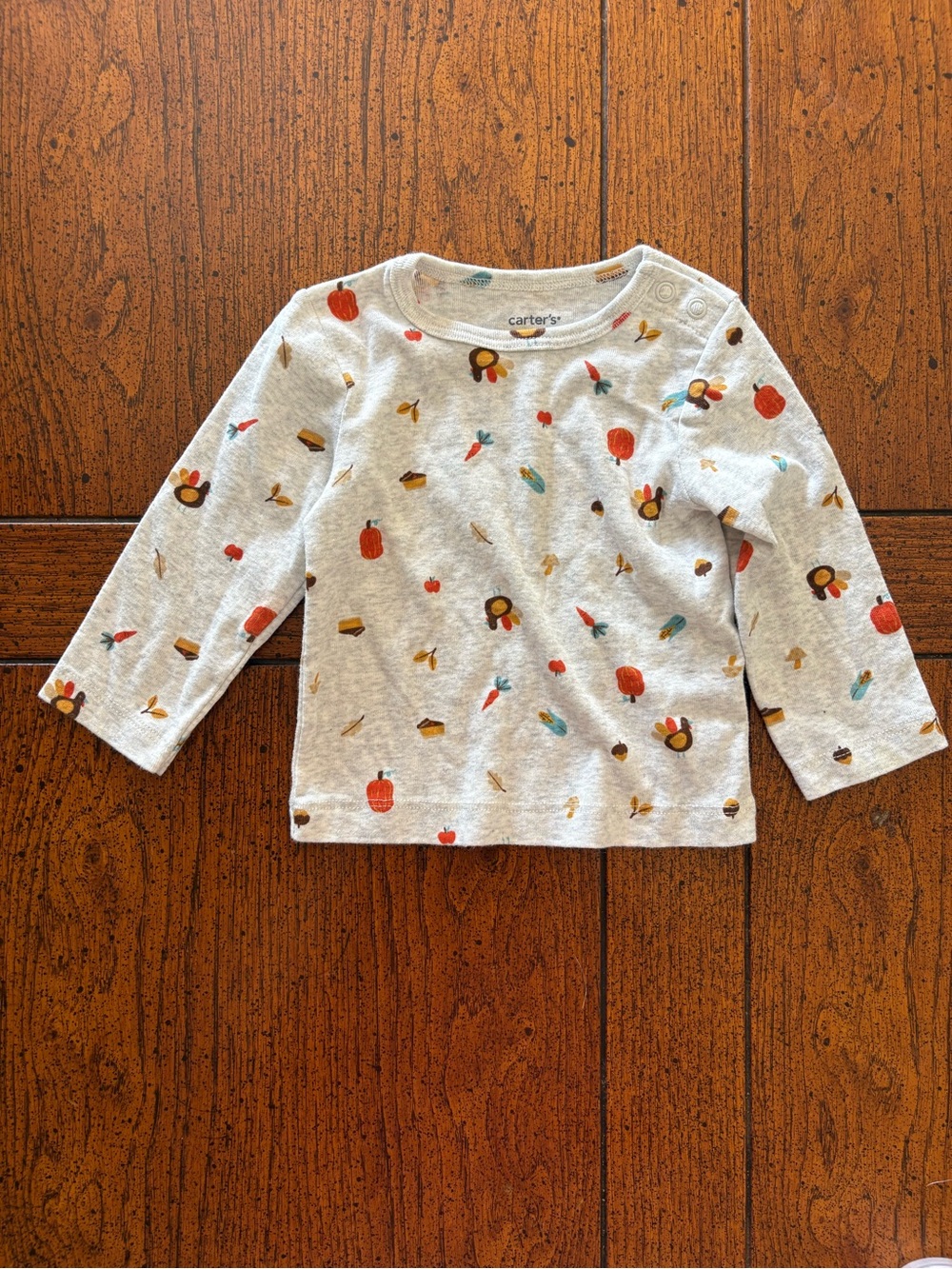 Carter's Long-Sleeve Fall Print Tee - Heather Gray, 6 months
